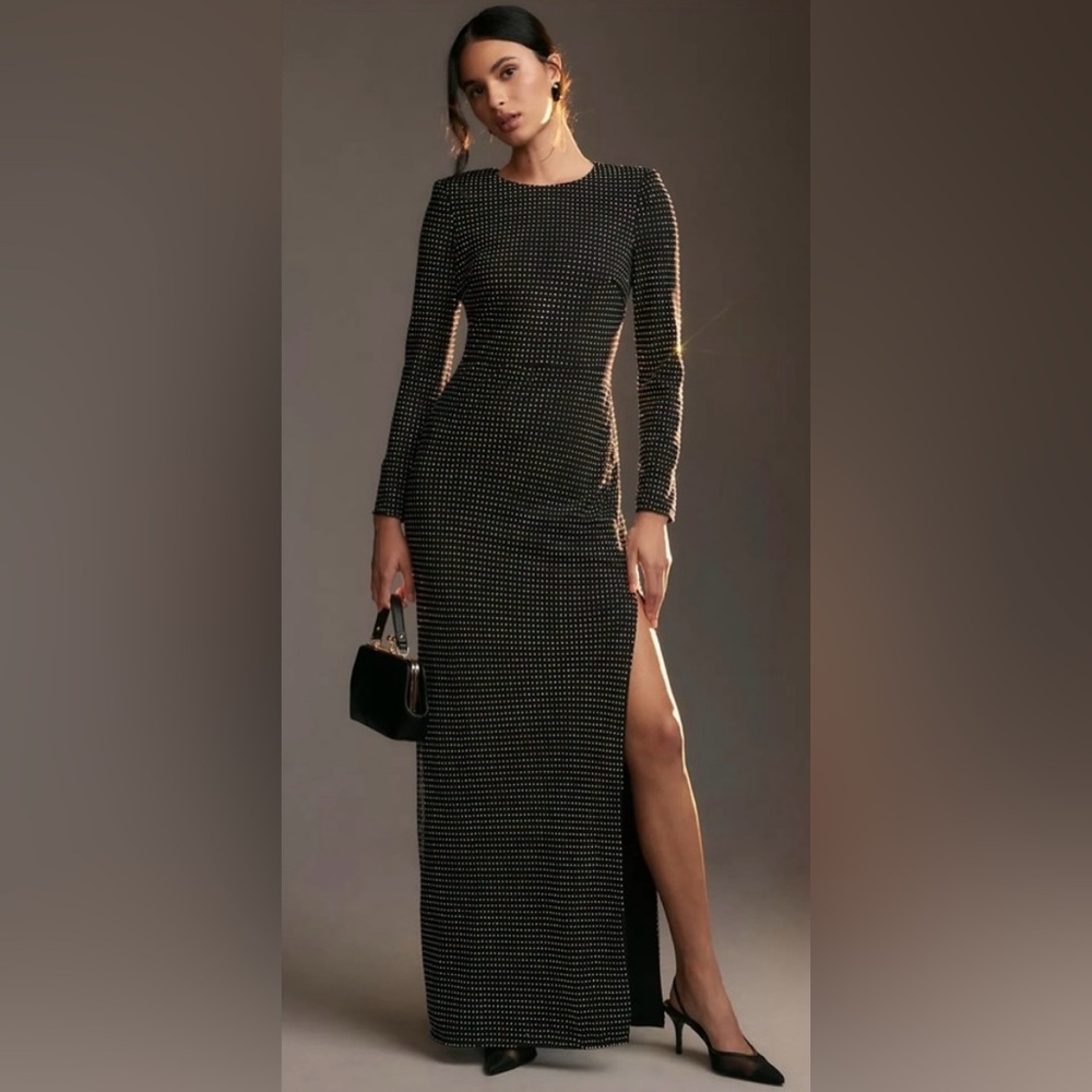 Monique Lhuillier Lorelei Crystal Mesh Column Gown, size 12